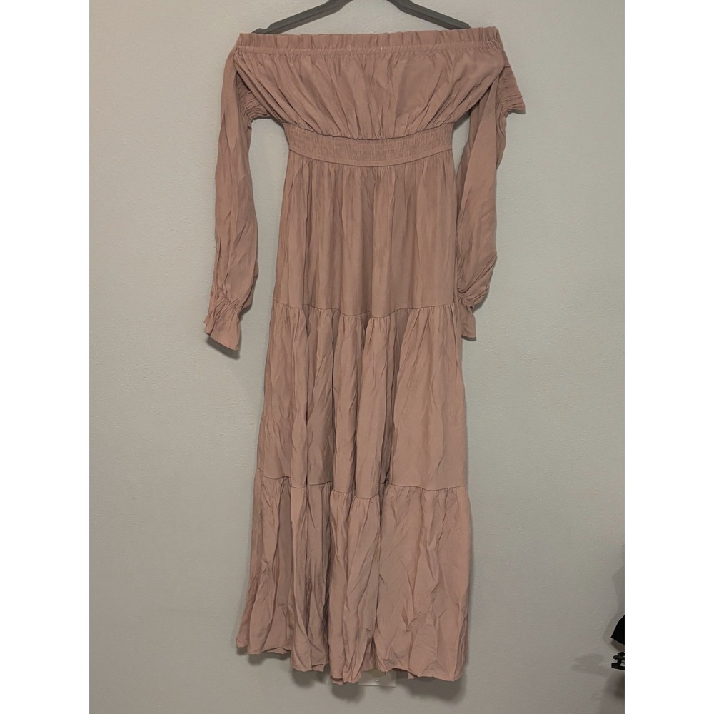 Zesica Maxi Dress Women's Size XS Dusty Rose Front-Slit Off-The-Shoulder - Picture 9 of 9